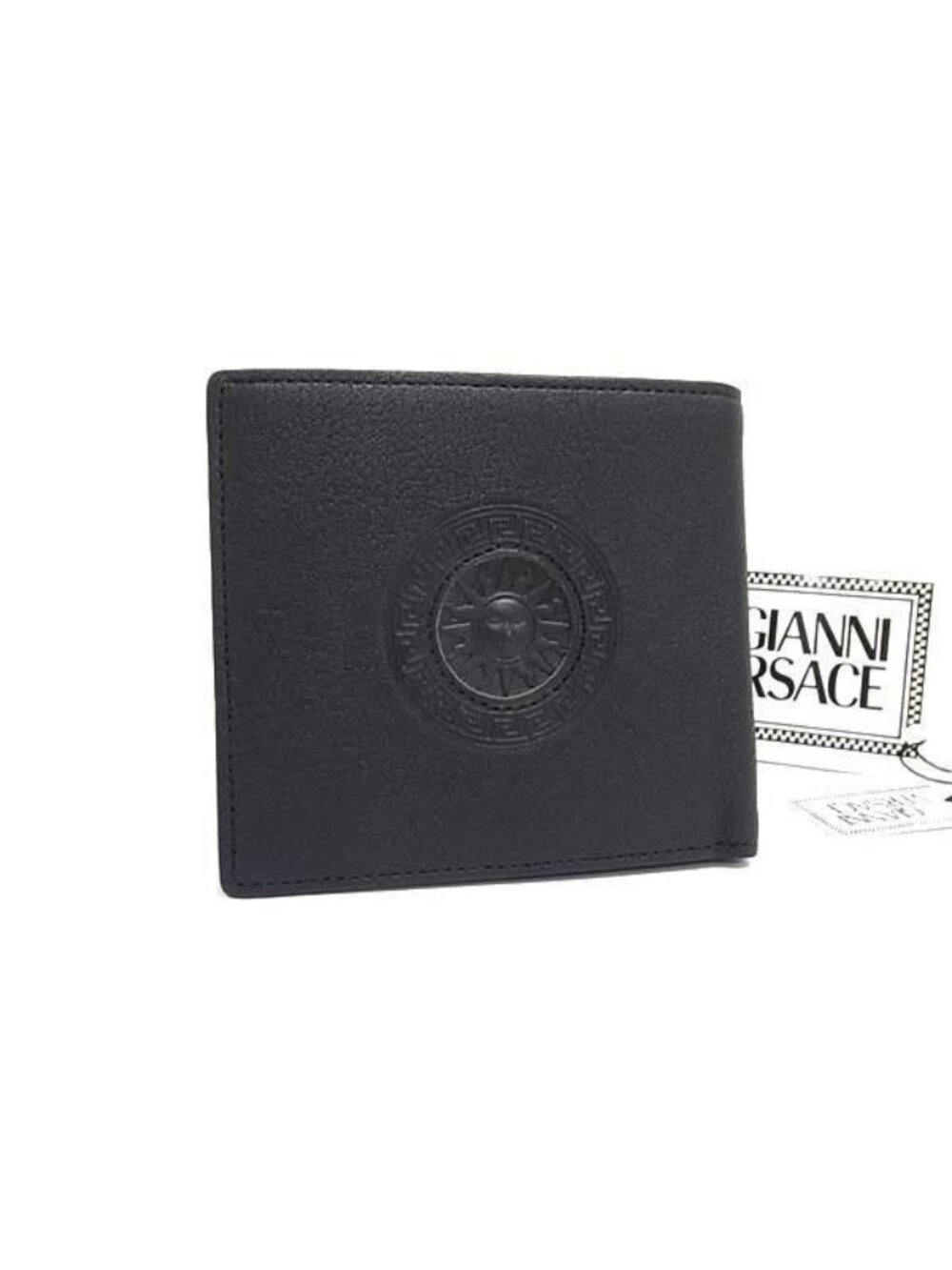 Versace Gianni Bifold Wallet Sunburst Black Leather